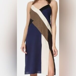 DIANE VON FURSTENBERG 'FREDERICA' Dress Tan/Midnight/Black/Khaki Brown Size 2